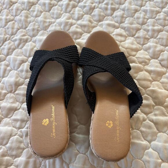 Tommy Bahama Women’s Black Wedge Vacation Boho Sandals Size 8M Note - Picture 3 of 5
